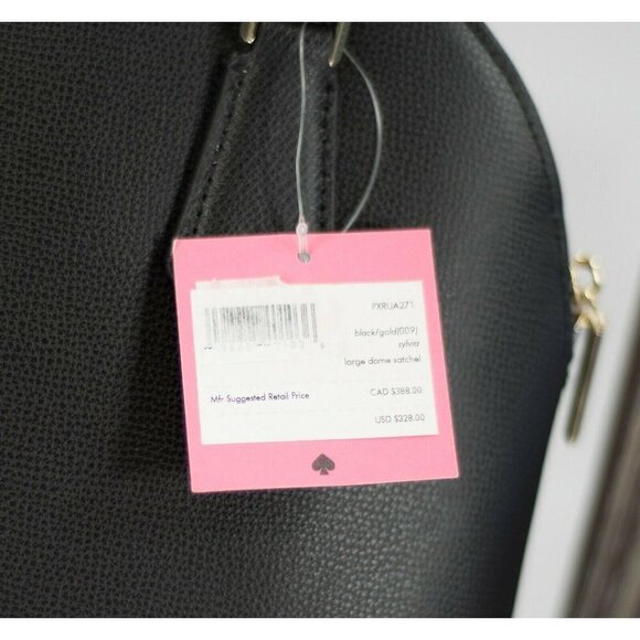 Kate Spade Sylvia Black Leather Large Dome Satchel Bag NWT - Picture 4 of 7